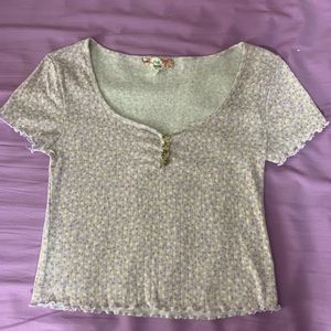 White and Lavender flower crop top